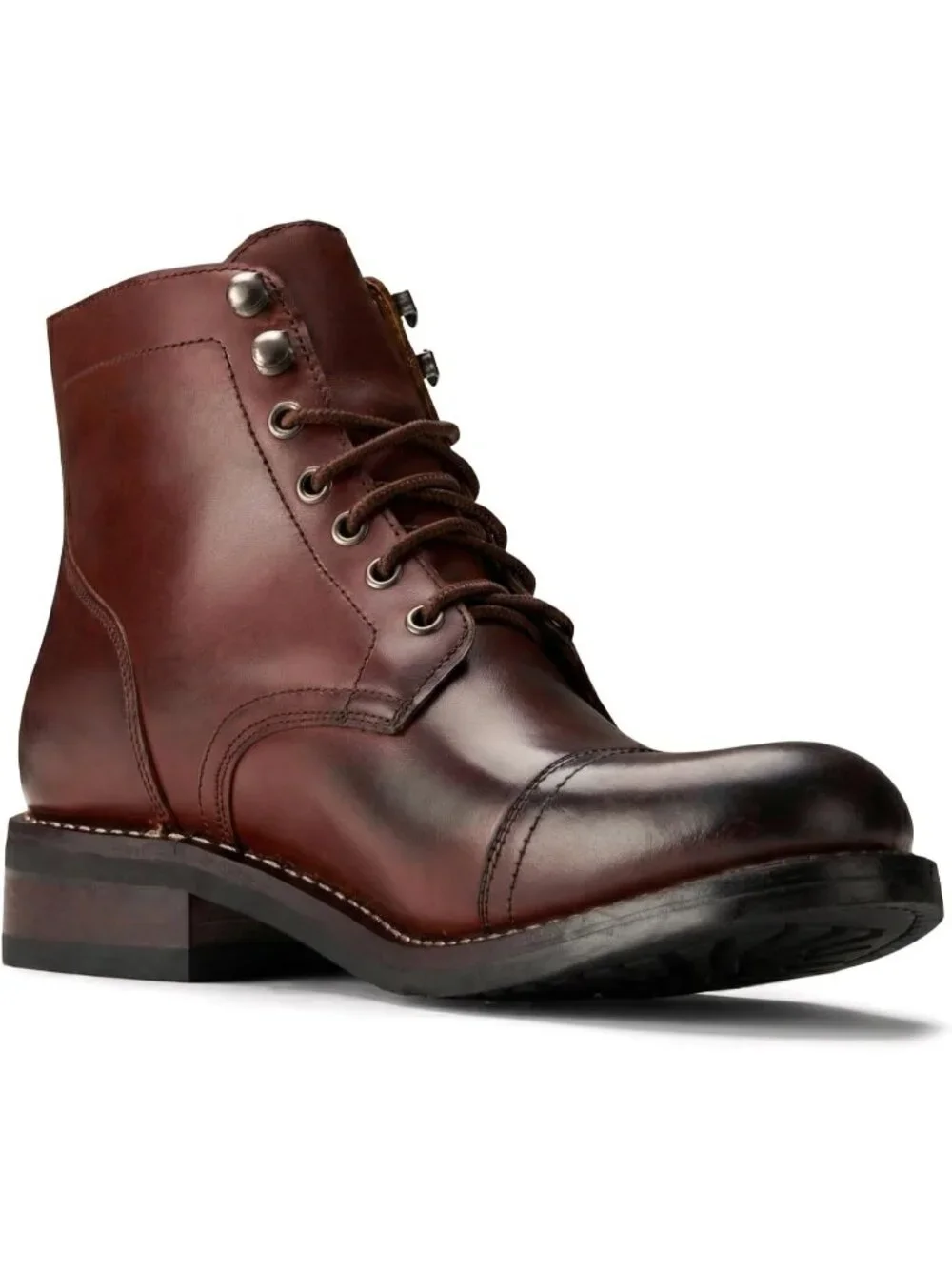 Men's Burgundy Casual Leather Dress Lace Up Ankle Boots Slip on Chukka Boots